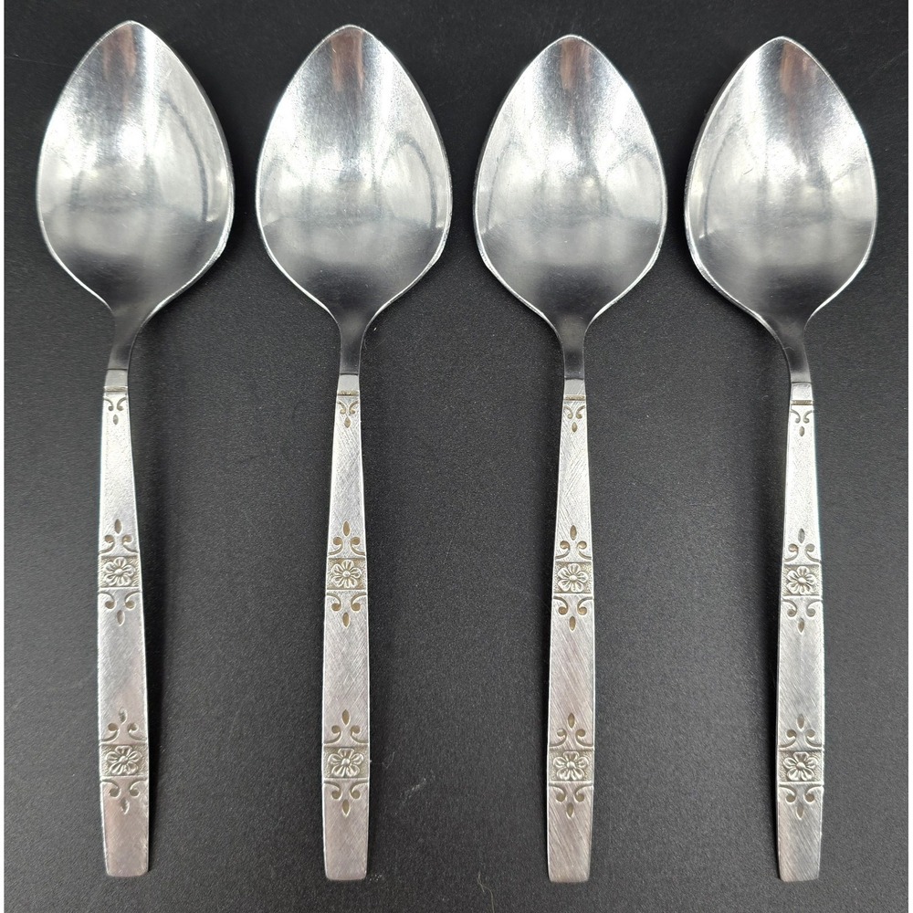 Set of 4 Oneida Profile ORLANDO Oval Soup Spoon 6.75" Stainless Flatware Vtg‎